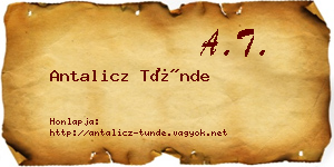 Antalicz Tünde névjegykártya